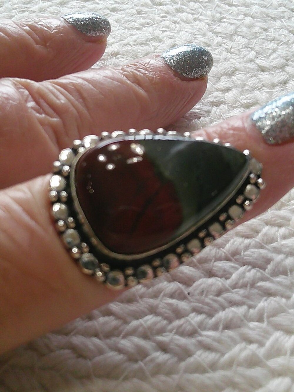 Stunning AFRICAN BLOODSTONE Handmade Sterling 925 Ring SIze 7.5 #865E